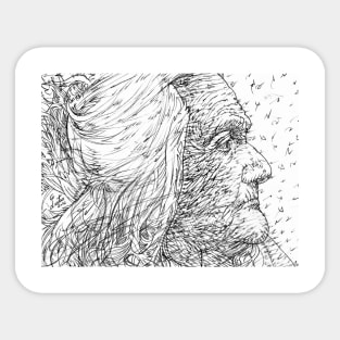 CLARA ZETKIN black and white pencil portrait .1 Sticker